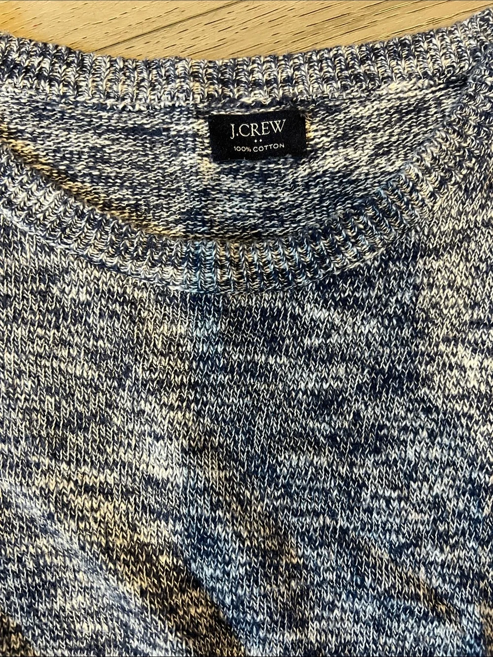 J. Crew Men's Marled Navy and White Crewneck Sweater